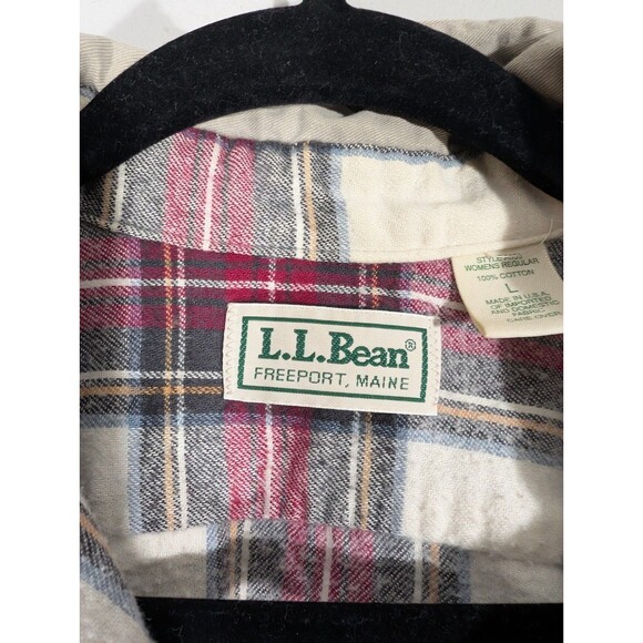 LL Bean Womens Beige Button Up Shacket Sz L Vintage Barncore Countryside Western - Picture 3 of 9